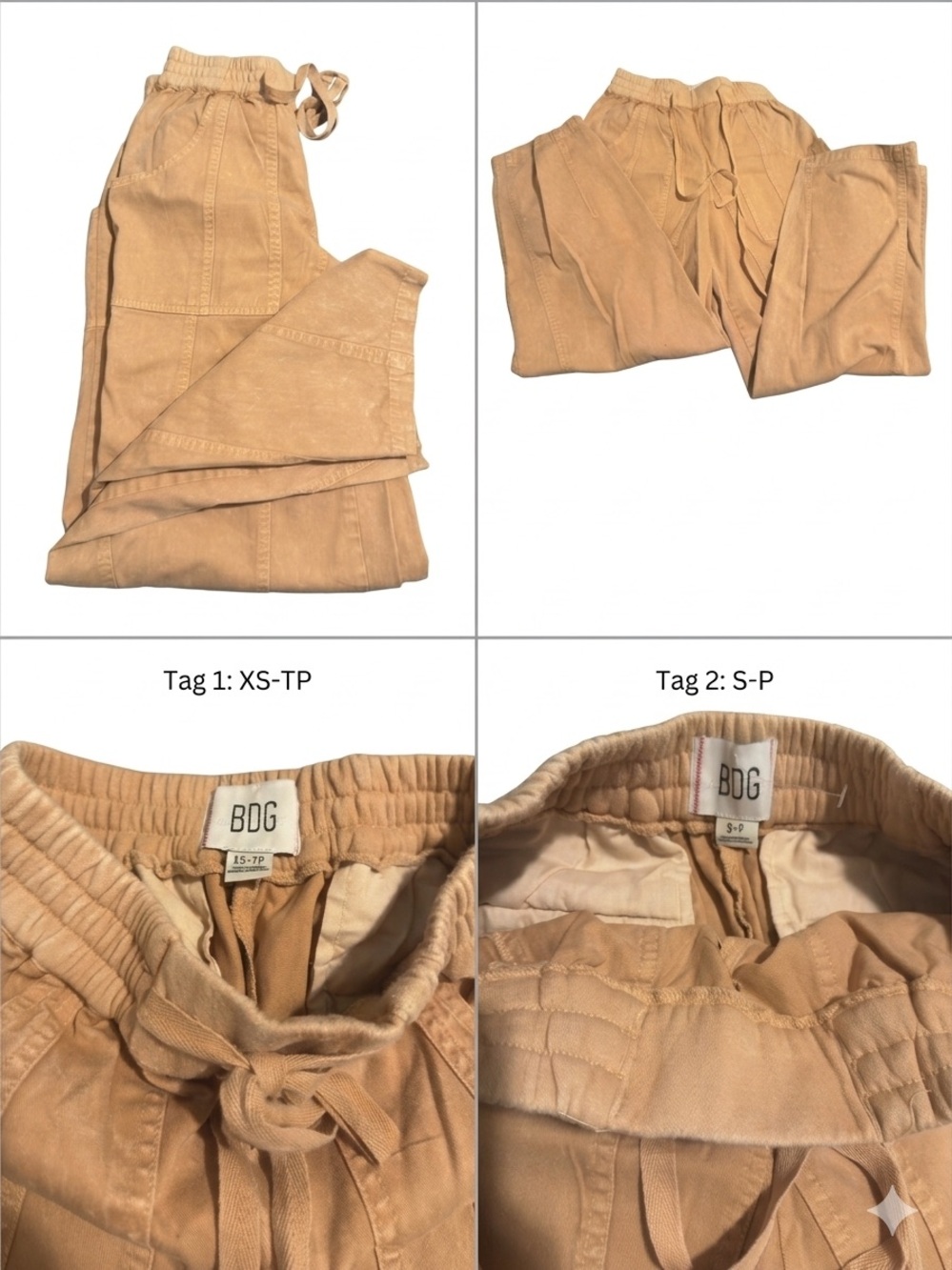 BDG Soft Drawstring Cargo Pants in Light Camel